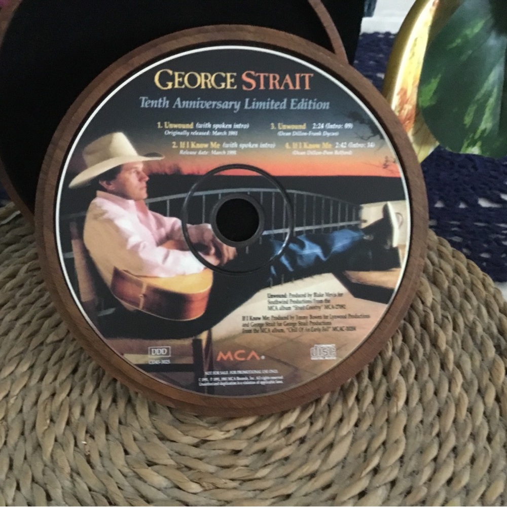 GEORGE STRAIT 1991 RARE COLLECTORS WOODEN CASE W/CD LIMITED 10TH ANNIV. EDITION